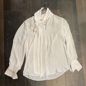 Mango White Blouse with Tie in White (Size S)